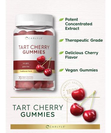 Carlyle Tart Cherry Gummies - 2000mg 70 Count | Vegan Non-GMO Gluten Free | Cherry Flavor - Buy Online on GoSupps.com