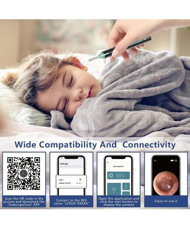 VITCOCO Ear Wax Removal Tool - 1920P HD Camera with 6 LED Lights & 8 Ear Spoons | Ear Cleaning Kit for iPhone, iPad, Android - Black+Blue - Buy Online on GoSupps.com