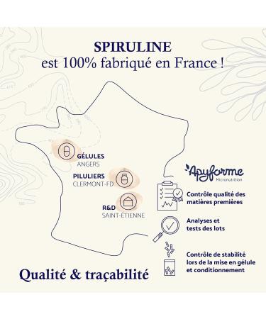 Apyforme - Organic Spirulina - Formula Enriched with Arame Algae from Ecklonia Bicyclis - Nutritive and Antioxidant Double Action - 120 Capsules - Made in France - Buy Online on GoSupps.com