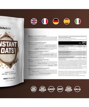 BioTechUSA Instant Oats Porridge - 1000g Chocolate | High Fiber & Vegetable Protein | International Shipping Available - Buy Online on GoSupps.com