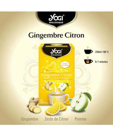 Yogi Organic Ginger Lemon Infusion 100% Organic Ginger Lemon Zest and Apple 15 Heat Sealed Sachets without staple 311716 - Buy Online on GoSupps.com