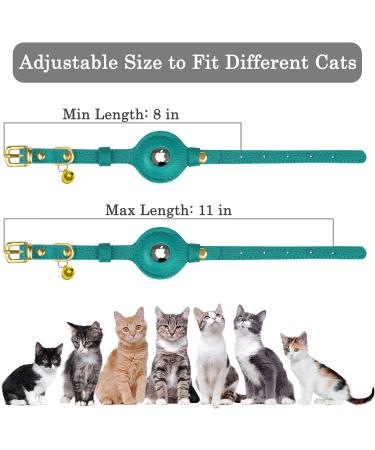Oopsdoggy Leather Airtag Cat Collar with Bell | Durable GPS Pet Collar for Cats & Small Dogs | Light & Stylish Design (Aquamarine) - Buy Online on GoSupps.com
