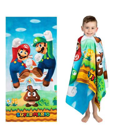 Super Mario "Official Nintendo" Kids Super Soft Cotton Bath/Pool/Beach Towel, 58 in x 28 in, By Franco 58 in x 28 in Mario