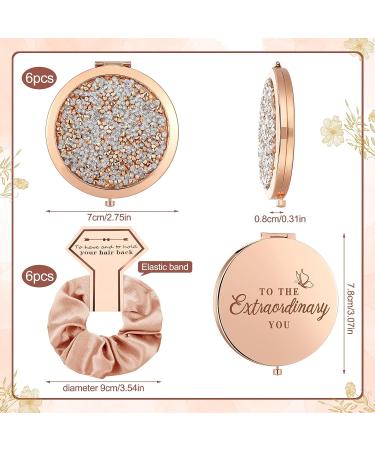 Chunful 6-Piece Rose Gold Bridesmaid Gift Set - Scrunchies & Compact Mirrors - Bridal Shower Favors - Buy Online on GoSupps.com