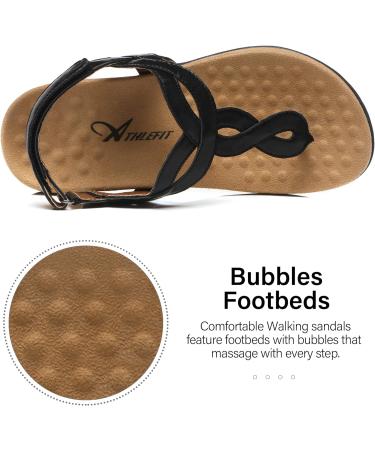 Women's Orthopedic Sandals with Arch Support - Athlefit Comfortable Orthotic Flip Flops in Black (Size 8.5) - Buy Online on GoSupps.com