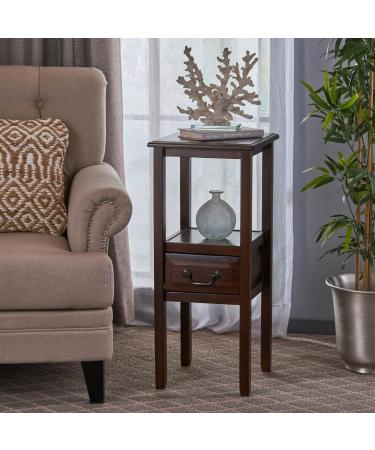 Acacia Wood Accent Table Suit for Living Room Bedroom Balcony or Study Room for Placing Books Coffee Alarm Clock Potted Plants Toys etc Brown