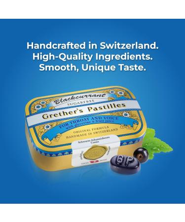 Grether's Sugarfree Blackcurrant Pastilles - Natural Remedy for Dry Mouth Relief - Soothing Throat - Long-Lasting Fruit Flavor - Gluten-Free - 3.75 oz Pack - Buy Online on GoSupps.com
