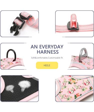 Shop Heele Floral Pink Dog Harness - Breathable Adjustable Reflective & Anti-Pull for Medium Dogs (43-86cm) - Buy Online on GoSupps.com