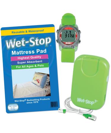 Deluxe Bedwetting Kit Wet-Stop Bedwetting Alarm, WobL+ Waterproof Watch, Waterproof Mattress Pad