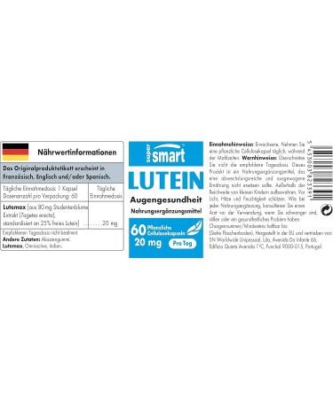 Lutein 20 mg - Vegan Eye Health Supplement with Indian Rose Extract | Antioxidant & GMO-Free | Supermart - Buy Online on GoSupps.com
