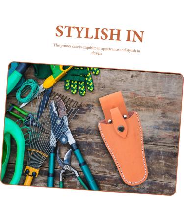 Frcolor Garden Shear Leather Holster - Durable Cowhide Tool Sheath for Salon Scissors | 21x9.5x5 cm - Orange - Buy Online on GoSupps.com