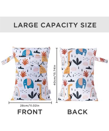 HBSelect 2PC Waterproof Diaper Bag - Reusable Zippered Wet Wiper Organizer for Babies & Toddlers with Animal Sketches - Buy Online on GoSupps.com