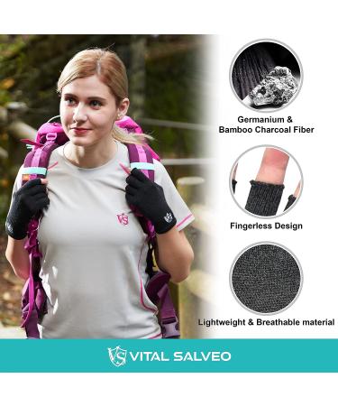 Vital Salveo Fingerless Recovery Gloves | Circulation Gloves for Typing & Texting | Dark Grey S/M - Pair - Buy Online on GoSupps.com