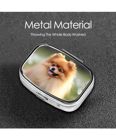 Shop Cute Pomeranian Dog Printing Pill Case - 2 Compartment Small Travel Organizer for Purse & Gifts - Buy Online on GoSupps.com