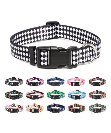 Mercano dog collar adjustable soft nylon comfort & robust patterned dog collar for small medium -sized dog puppies cats (l rhombbe) l rhombbe