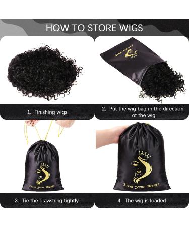 Satin Hair Packaging Bags - 6PCS Black | Soft Silk Satin Pouches with Drawstring for Bundles, Wigs & Hair Tools - Home and Salon Use - Buy Online on GoSupps.com