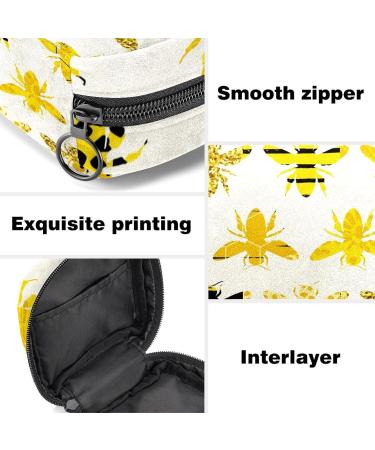 Stylish Menstruation Pad Bag with Zipper - Women's Golden Glitter Bee Napkin and Tampon Bag | Perfect for Women & Girls - Buy Online on GoSupps.com