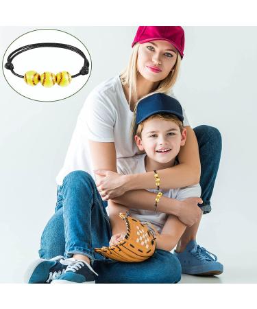 Inbagi 30 Pcs Ball Bracelet Sports Party Favors - Adjustable Braided Rope Bracelets for Teens & Adults - Yellow Softball Theme - Buy Online on GoSupps.com