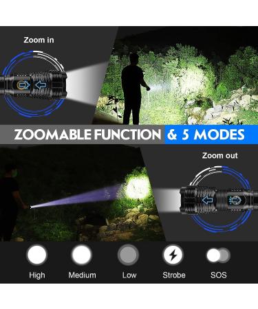 Goreit 20000 Lumens XHP70.2 Rechargeable LED Flashlight | High-Powered Tactical Handheld Light for Camping, Hiking & Emergencies - Buy Online on GoSupps.com