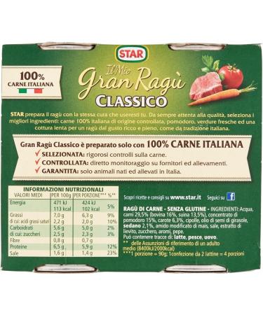  Italian Gourmet E.R. My Gran Rag Star Classico Lot de 6 sauces tomate 2 x 180 g de sauce tomate + Italian Gourmet Polpa 400 g - Buy Online on GoSupps.com