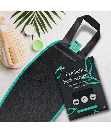 Long 33 Exfoliating Back Scrubber with Easy Grip Handles - Dual-Sided, Durable, Deep Clean - Lathers & Massages, Body Wash Compatible - Skin-Friendly - Men & Women - Black - Buy Online on GoSupps.com