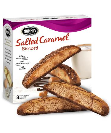 Nonni's Salted Caramel Biscotti Italian Cookies - Italian Biscotti Cookies - Biscotti Individually Wrapped - Biscotti w/ Rich Milk Chocolate & Sea Salt - Kosher - 6.88 oz, 6 Pack