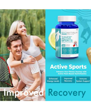 Biovitalia Organics Plant-Based Active Sports Multivitamin Dietary Supplement Capsule | Promote Immunity | Promotes Muscle Growth | Non-GMO - 60 Vegetable Capsules - Buy Online on GoSupps.com