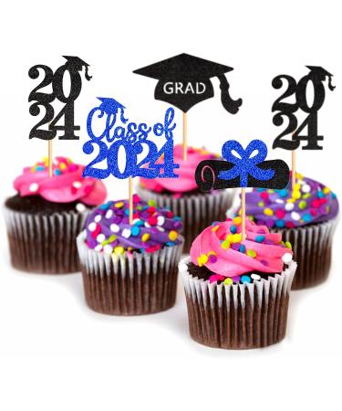 Ercadio 48 Pack 2023 Graduation Cupcake Toppers Black Blue Glitter Grad Cap Diploma Class of 2023 Cupcake Picks for 2023 Graduation Theme Party Cake Decorations Supplies B-grad Blue - Buy Online on GoSupps.com