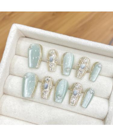 Hand Worn Nail Art Patches Coffin Shaped Fake Nails(M)