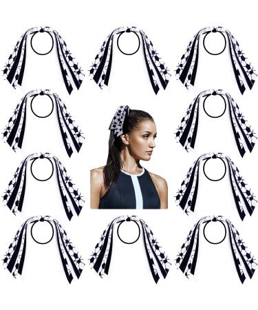 MTLEE 10 Pieces Soccer Hair Accessories Girls Soccer Ribbon Pony Holder Streamer Soccer Hair Bow Scrunchies Elastic Soccer Hair Ties Ponytail Hair Band Ponytail Holders for Girls Women Players Coaches Teams