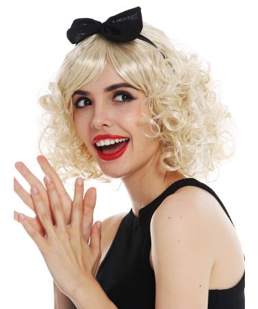 WIG ME UP - 61905-FR87A Cute wig carnival ladies blonde curls curly headband black with loop cute 50s 60s look