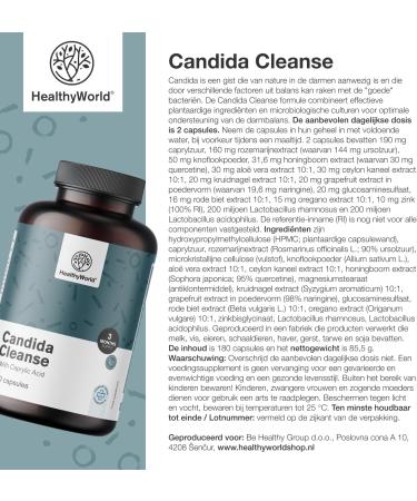 Be Healthy Group doo Candida Cleanse 180 capsules 3month supply Alcoholfree Formula with 16 Active Ingredients including Zinc Support of the intestinal flora Lactobacillus Acidophilus - Buy Online on GoSupps.com
