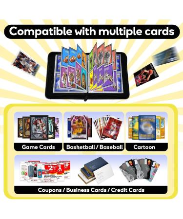 Trading Card Binder 4 Pocket 400 Cards - Yellow 3-Ring Collector Album with 50 Sleeves - Standard Size Game Card Holder - Buy Online on GoSupps.com