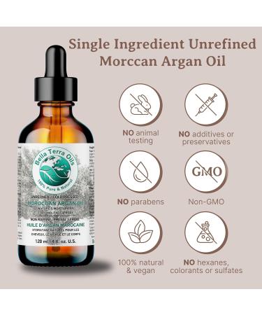 Bella Terra Oils 100% Pure Moroccan Argan Oil 120ml - Organic Cold-Pressed Unrefined Hexane-Free Natural Moisturizer for Skin & Hair Non-Comedogenic Anti-Aging Ideal for Sensitive and Acne-Prone Skin 120 ml (Pack of 1) - Buy Online on GoSupps.com