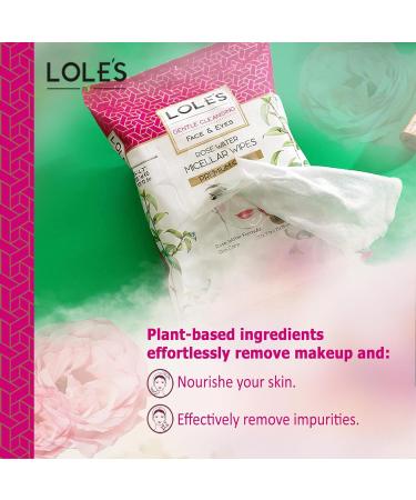 LOLE'S Micellar Wipes with Rose Water - Gentle Makeup Remover with Plant Based Ingredients - Buy Online on GoSupps.com