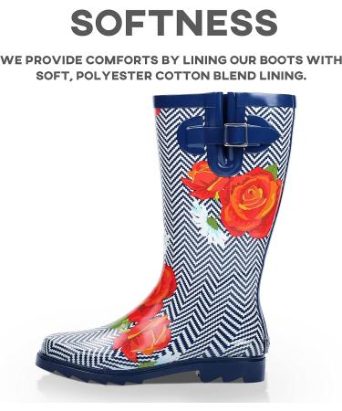 Landchief Women's Waterproof Garden Rain Boots - Tall & Mid Calf, Blue Wave - Size 9 - Buy Online on GoSupps.com