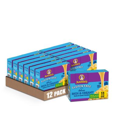 Annies Deluxe Classic Cheddar Shells Gluten Free Mac and Cheese Dinner with Rice Pasta, Kids Macaroni and Cheese Dinner, 11 OZ (Pack of 12) Gluten Free Shells & Cheddar