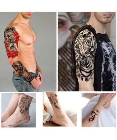 Yazhiji 36 Sheets Temporary Tattoos Stickers - 12 Large Fake Body Arm Chest Shoulder Tattoos for Men and Women - Buy Online on GoSupps.com
