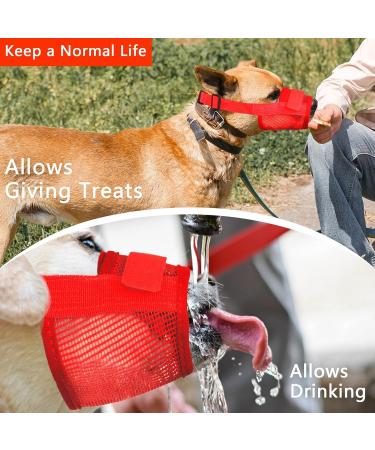 Yaodhaod XL Red Dog Muzzle - Breathable Nylon Mesh Comfortable Fit Adjustable Straps for Biting Chewing & Barking - Buy Online on GoSupps.com