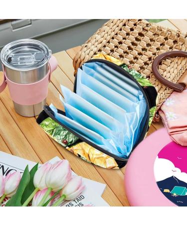 MUOOUM Watercolor Papaya Palm Leaf Sanitary Napkin Storage Bag | Menstrual Pad & Cup Pouch for Girls & Women | Portable & Multi-colored - Buy Online on GoSupps.com