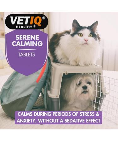 VETIQ Serene Calming Tablets for Cats & Dogs - 120 Tablets for Home Alone, Noise Phobias, Fireworks, Hyperactivity - No Sedative Effect - Calming Treats - Buy Online on GoSupps.com