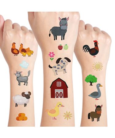 24 Sheets Barnyard Farm Animal Temporary Tattoos  Farm Themed Birthday Decoration Party Favors for Kids Goody Bag Supplies Gifts
