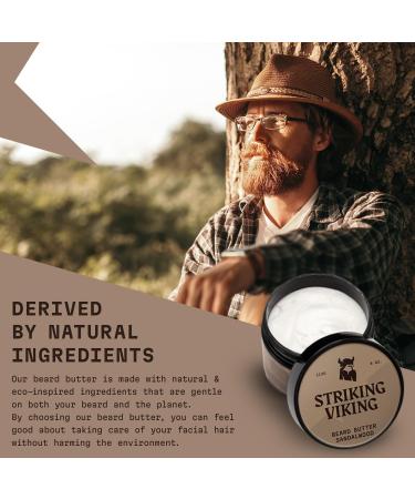 Striking Viking Beard Butter - Hydrating Non-Fat Beard Cream for Men | 4oz Natural Sandalwood Formula - Buy Online on GoSupps.com