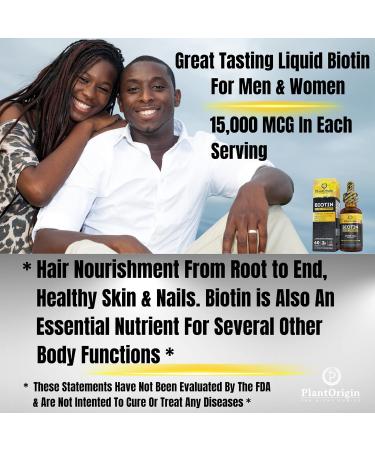 Plantorigin Biotin Liquid Vitamin Drops 15000mcg - Hair, Skin, Nails Support - Alcohol-Free & Kosher - Berry Flavor - 60 Servings - Buy Online on GoSupps.com