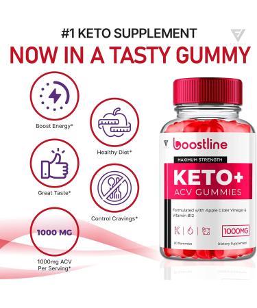 Boostline Keto Plus ACV Gummies (2 Pack) - 1000MG Vegan Apple Cider Vinegar Supplement for Optimal Health | Maximum Strength 120 Gummies for Men & Women - Buy Online on GoSupps.com