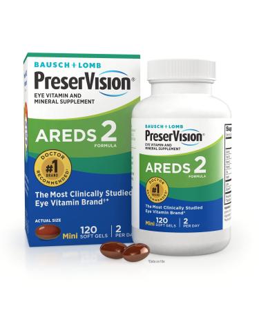 Bausch + Lomb Preser-Vision AREDS 2 Formula Supplement (120ct), Lutein Nutritional Supplements,Carotenoids Nutritional Supplements 120 Count (Pack of 1)