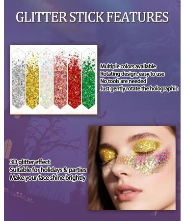 LYSdefeu Glitter pen set for body gold sequins gel cream kit glitter rainbow long-lasting waterproof Halloween festival accessories rave outfit for women and - Buy Online on GoSupps.com