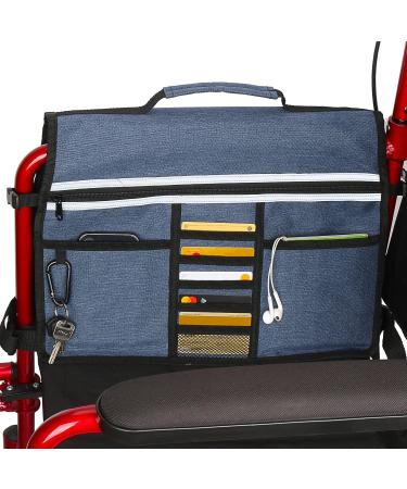 Wheelchair Storage Bag Wheelchair Double-Sided Armrest Pouch with Cup Holder and Reflective Strip for Wheelchairs and Walkers Father's & Mother's Day Gifts (Blue) - Buy Online on GoSupps.com