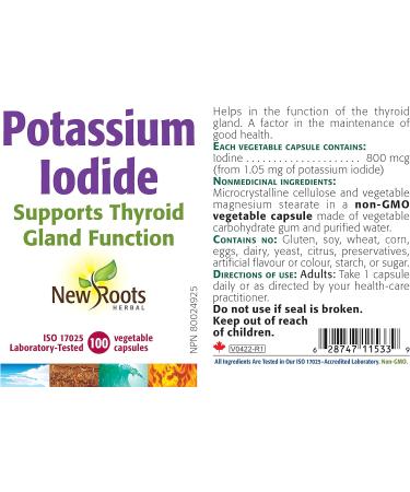 New Roots Herbal - Potassium Iodide 100 capsules - Buy Online on GoSupps.com