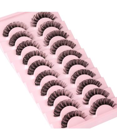 Eyelashes Russian Strip Lashes Clear Band D Curl Fluffy Wispy Lashes Natural Cat Eye Lashes Look like Extensions by Yawamica